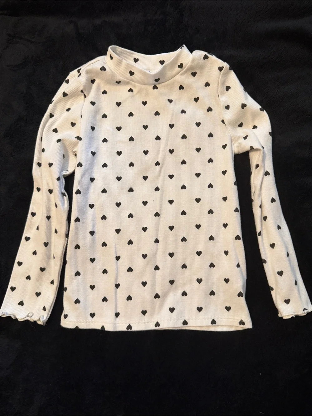 Old Navy White Long-Sleeve Top with Black Heart Print